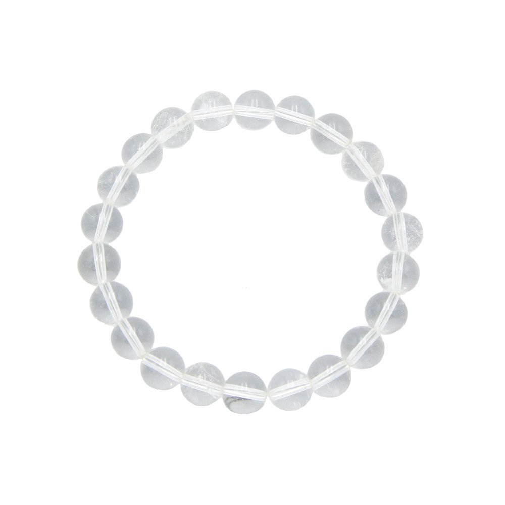 bracelet cristal de roche pierres boules 8mm