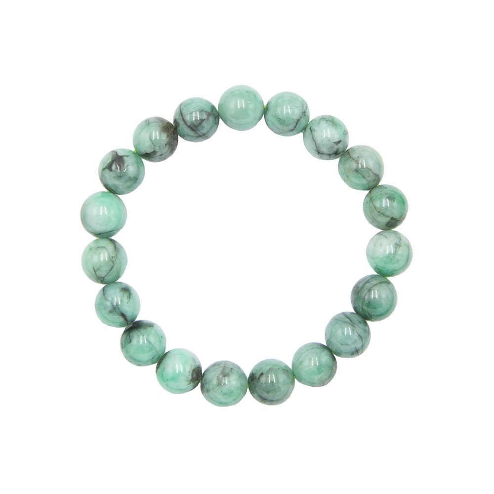 bracelet émeraude pierres boules 10mm