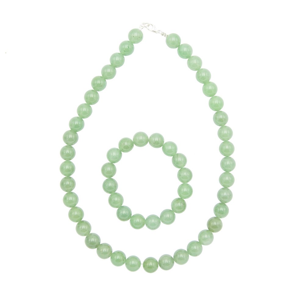 parure aventurine pierres boules 12mm