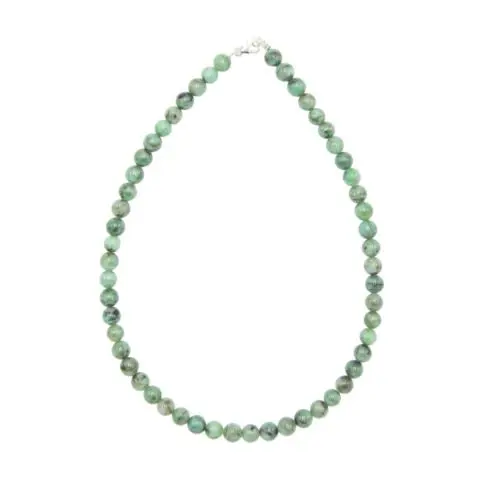 collier émeraude pierres boules 8mm