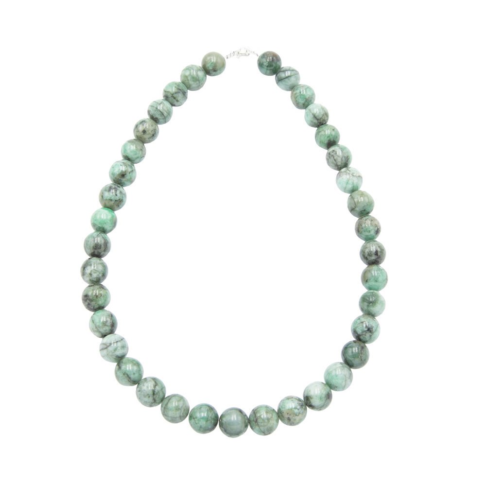 collier émeraude pierres boules 12mm