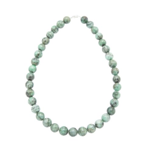 collier émeraude pierres boules 12mm