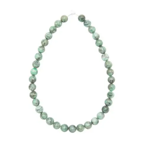 collier émeraude pierres boules 12mm