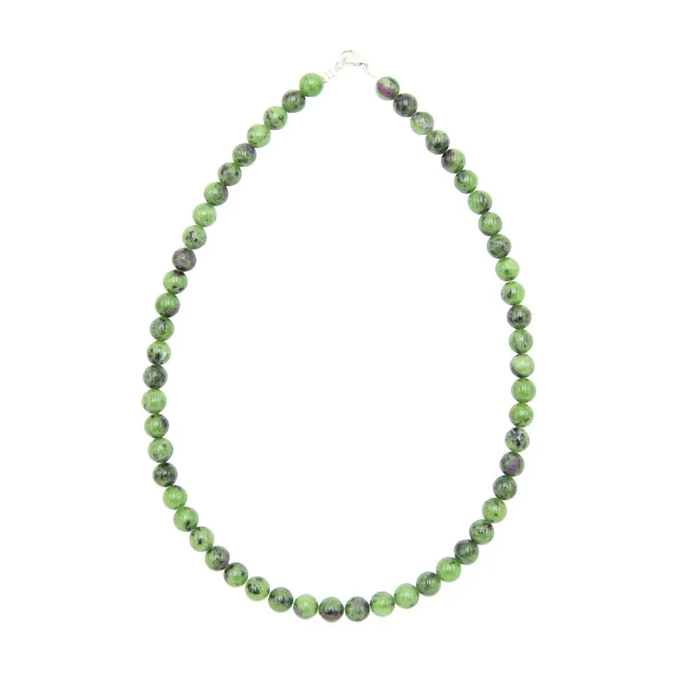 collier rubis sur zoisite pierres boules 8mm collier rubis sur zoisite pierres boules 8mm