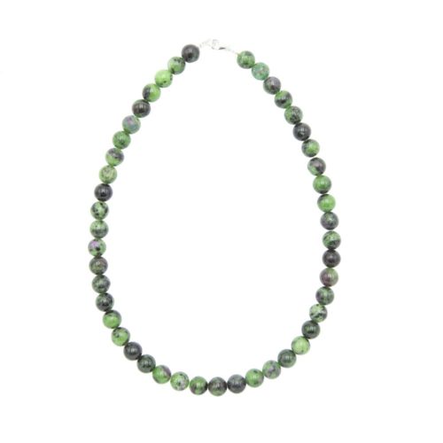 collier rubis sur zoisite pierres boules 10mm