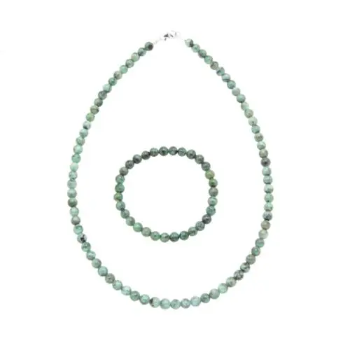 parure émeraude pierres boules 6mm