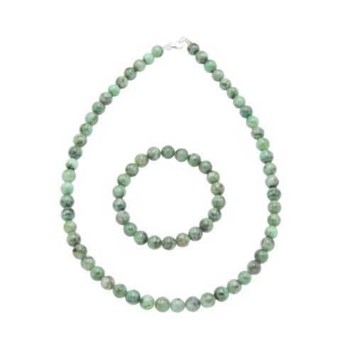 parure émeraude pierres boules 8mm