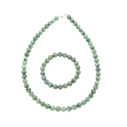 parure émeraude pierres boules 8mm