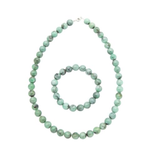 parure émeraude pierres boules 10mm