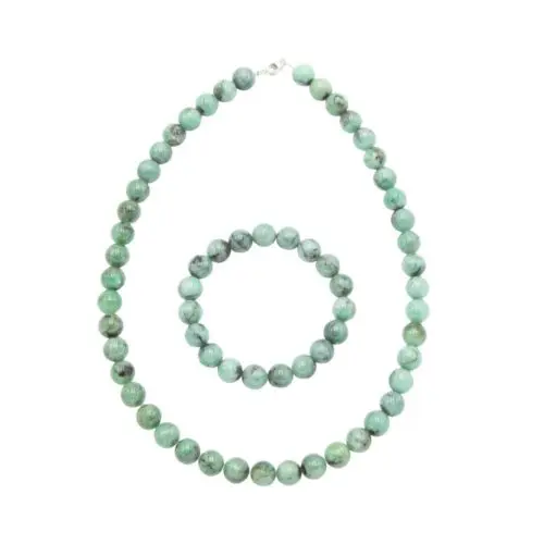 parure émeraude pierres boules 10mm
