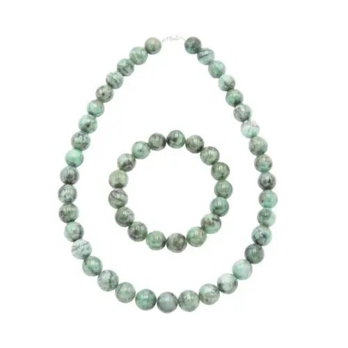 parure émeraude pierres boules 12mm