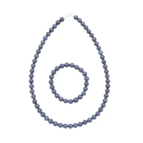 parure saphir pierres boules 8mm