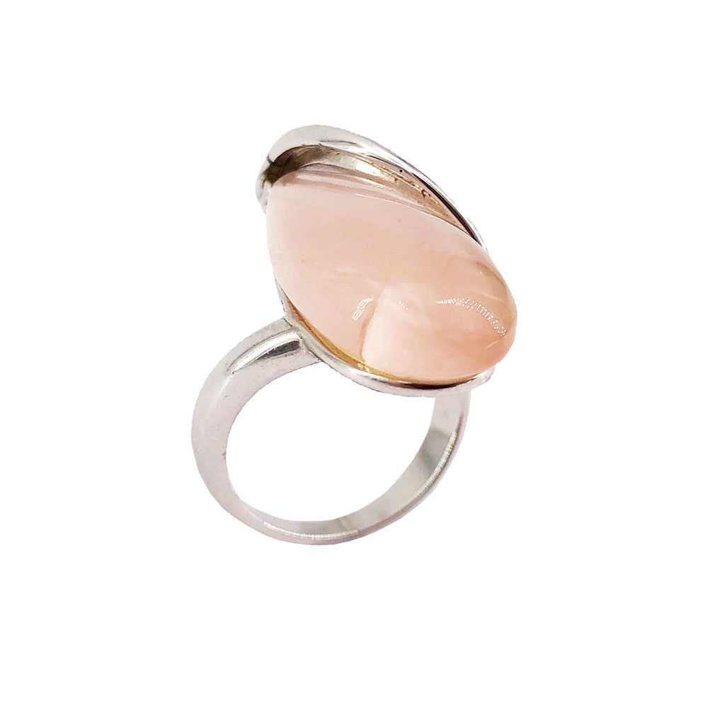 bague quartz rose argent