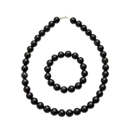parure onyx pierres boules 12mm