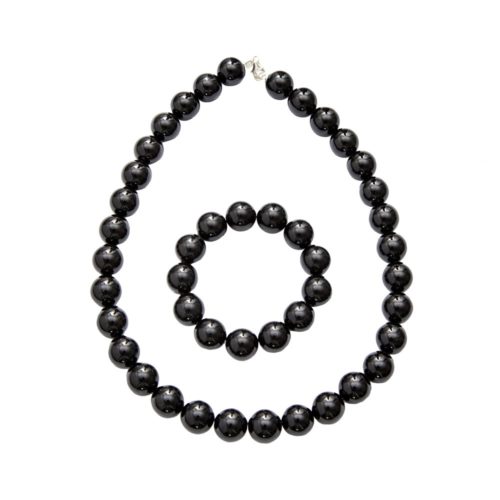 parure onyx pierres boules 14mm