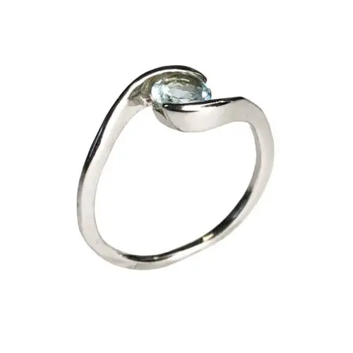 anillo aguamarina plata