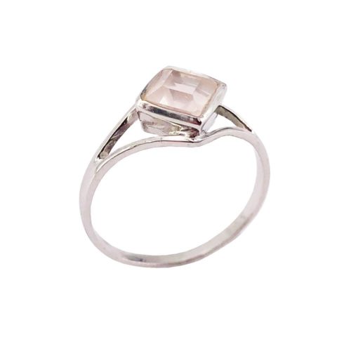 anillo cuarzo rosa plata