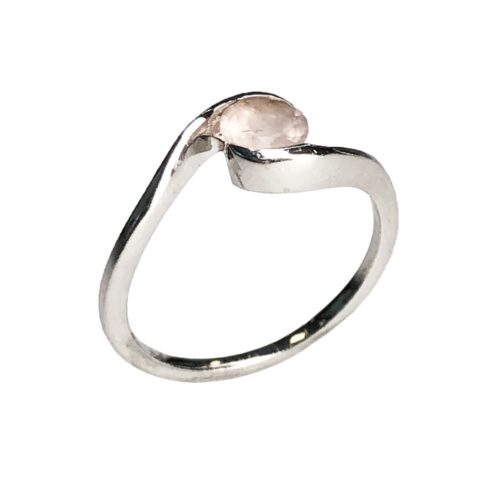 anillo cuarzo rosa plata