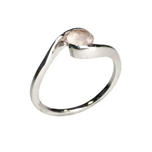 anillo cuarzo rosa plata
