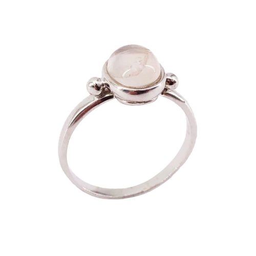 anillo cuarzo rosa plata