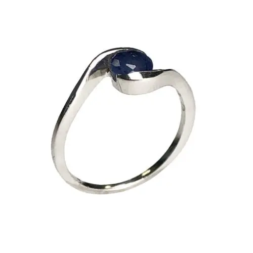 anillo zafiro plata