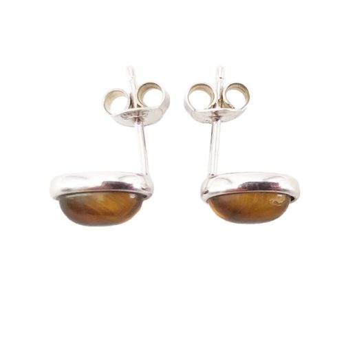 pendiente ojo de tigre plata rodiada