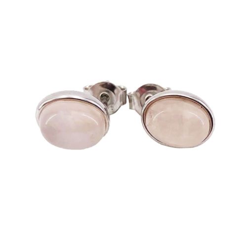 boucle oreille quartz rose argent rhodie