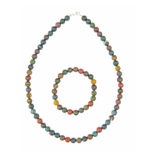 parure jaspe sanguin 8mm