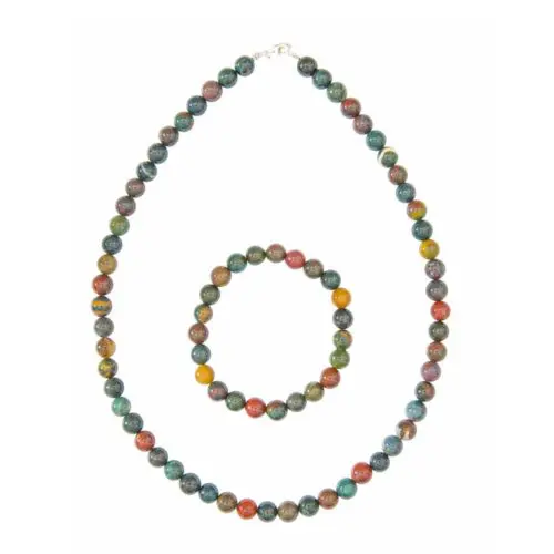 parure jaspe sanguin 8mm