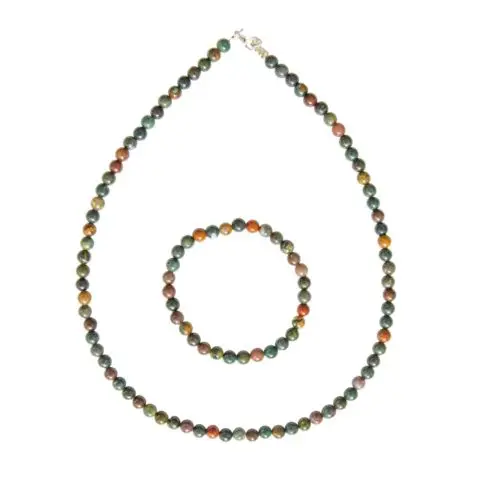 parure jaspe sanguin 6mm