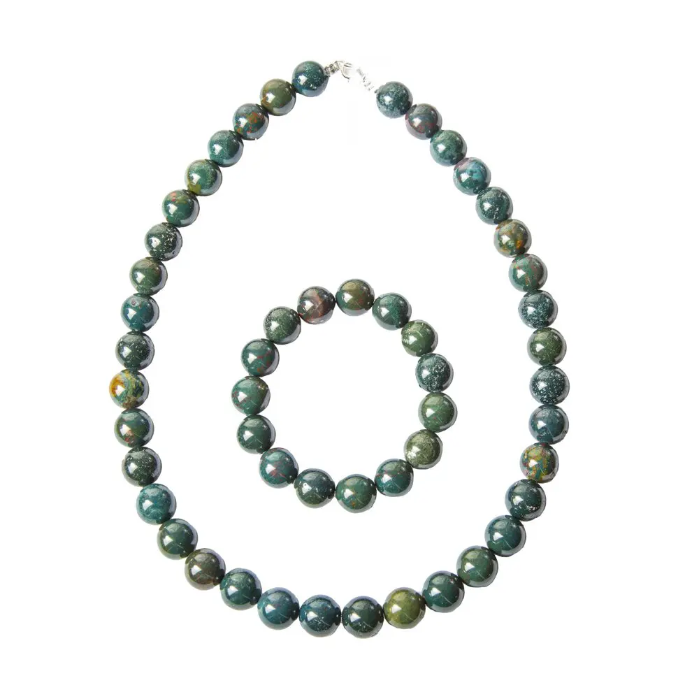 parure jaspe sanguin 12mm