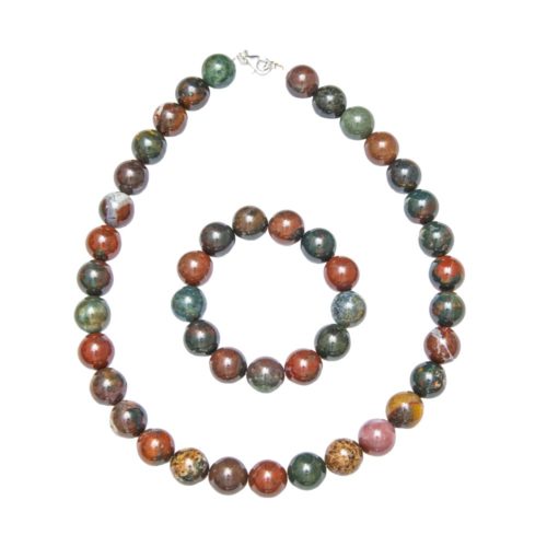 parure jaspe sanguin 14mm