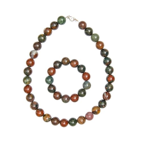 parure jaspe sanguin 14mm