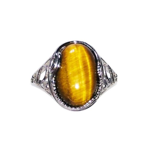 bague oeil de tigre argent rhodie