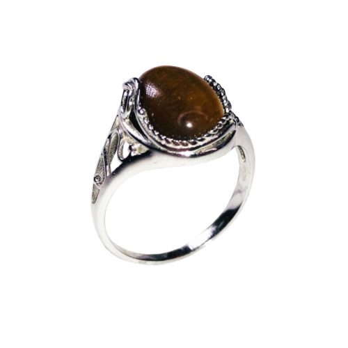 anillo ojo de tigre plata rodiada