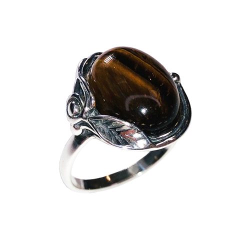anillo ojo de tigre plata rodiada