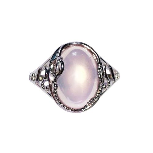 bague quartz rose argent rhodie