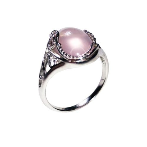 anillo cuarzo rosa plata rodiada