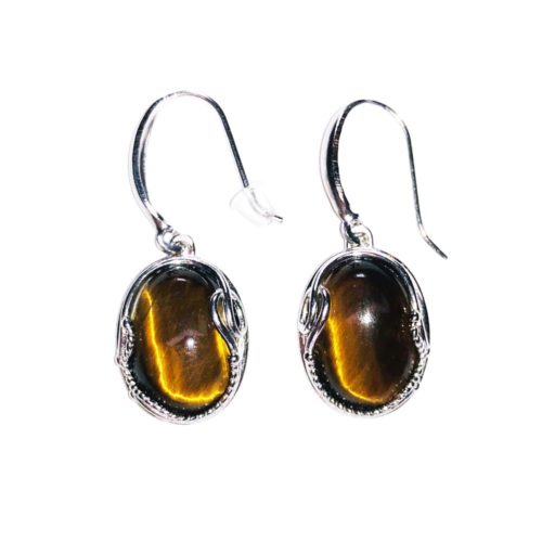 Boucles d'Oreilles Oeil de tigre "Capucine" - Argent 925