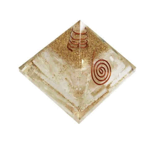 pyramide orgonite sélénite 60 70mm