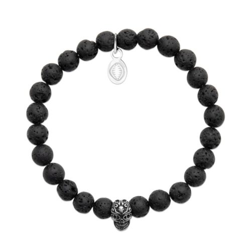 Bracelet Pierre de Lave et Crâne