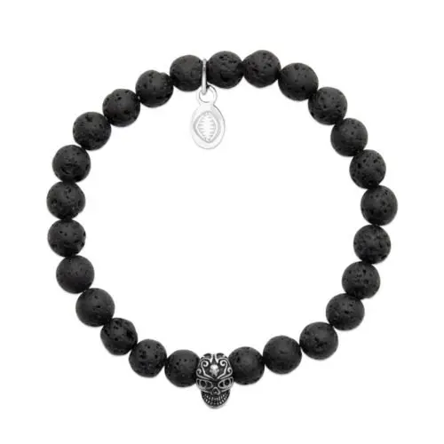 Bracelet Pierre de Lave et Crâne