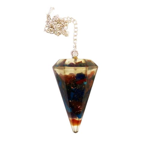 péndulo orgonita 7 chakras hexagonal