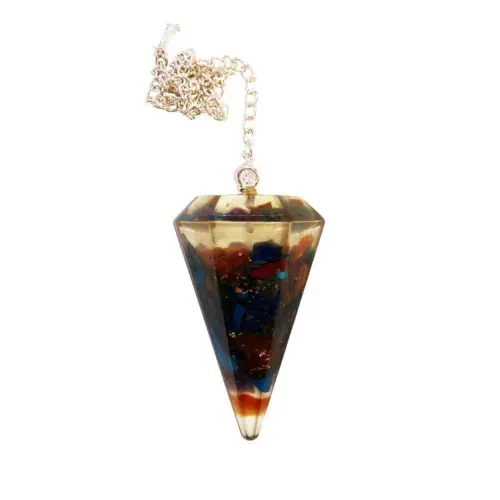 péndulo orgonita 7 chakras hexagonal
