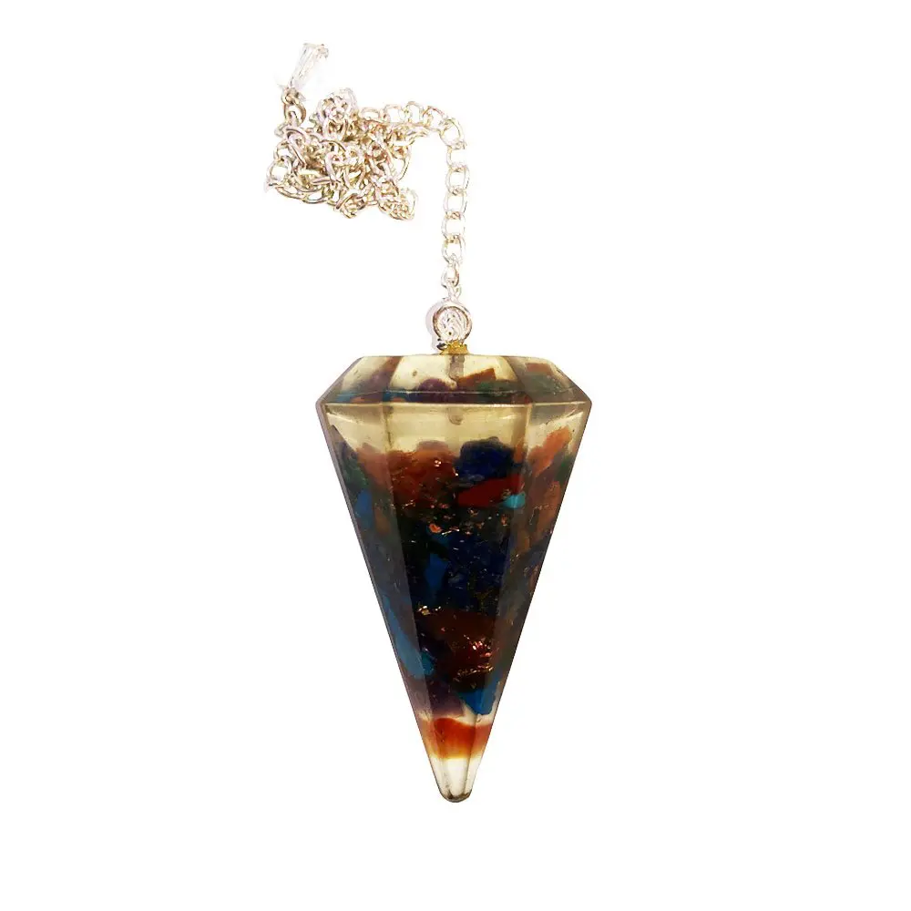 péndulo orgonita 7 chakras hexagonal
