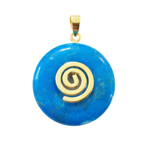 colgante pi donut chino howlita azul oro 20mm