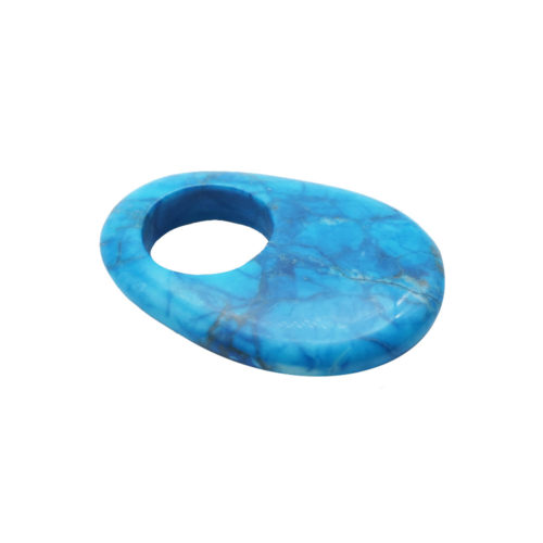 pendentif pi chinois ou donut howlite bleue oval
