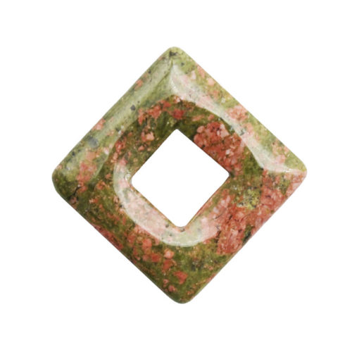 pendentif pi chinois ou donut unakite carré