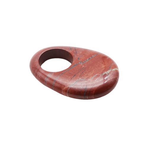 pi chinois ou donut jaspe rouge oval